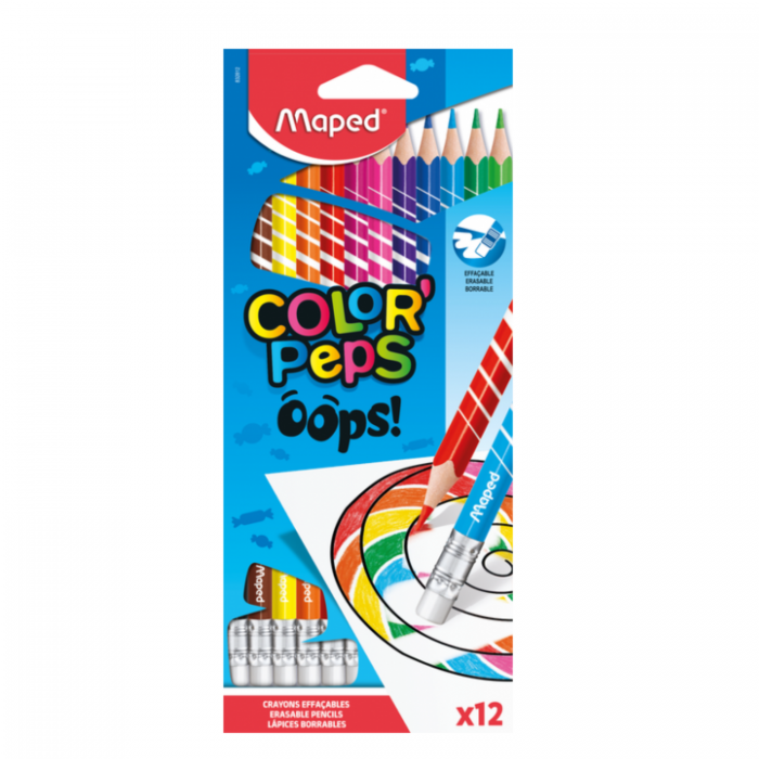 LAPICES COLOR MAPED x12 COLORPEPS BORRABLES