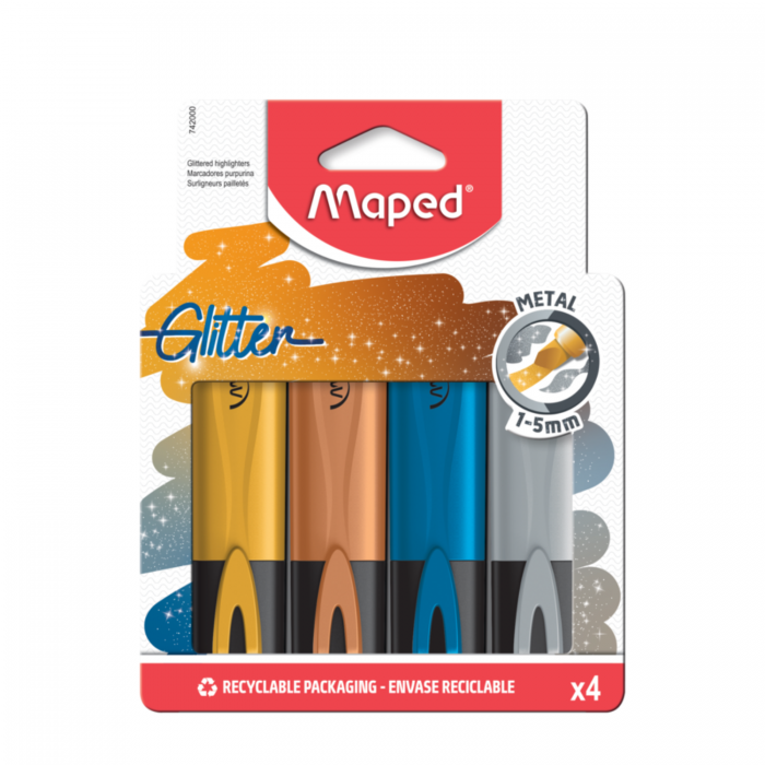 MARCADORES RESALTADOR MAPED METALIZADO x 4