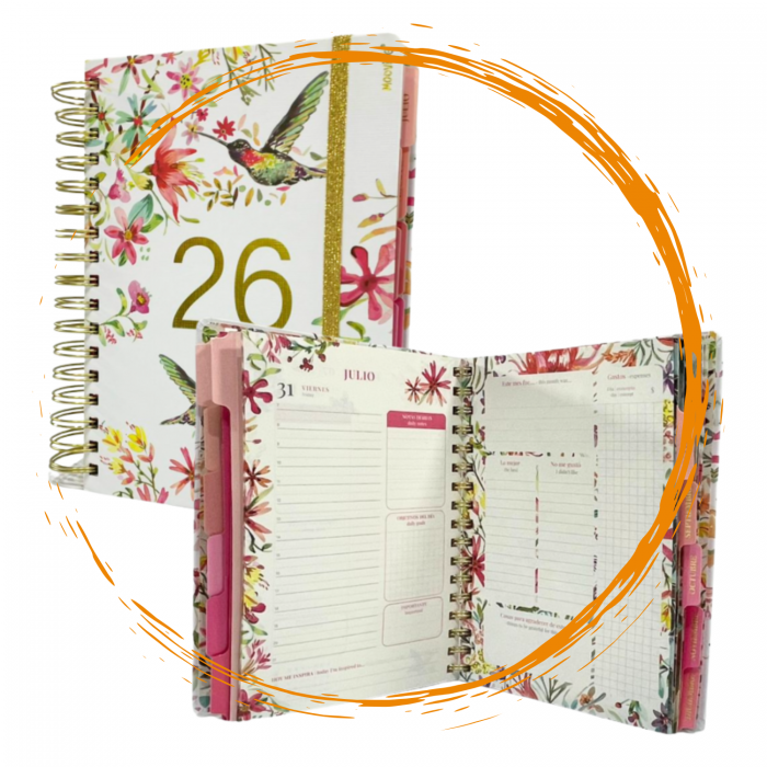 AGENDA MOOVING 16x22 ESPIRAL DIARIA FLORAL