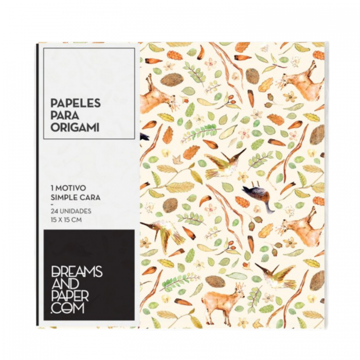 PAPEL ORIGAMI 15x15 90grs.FLOR BOSQUEx24