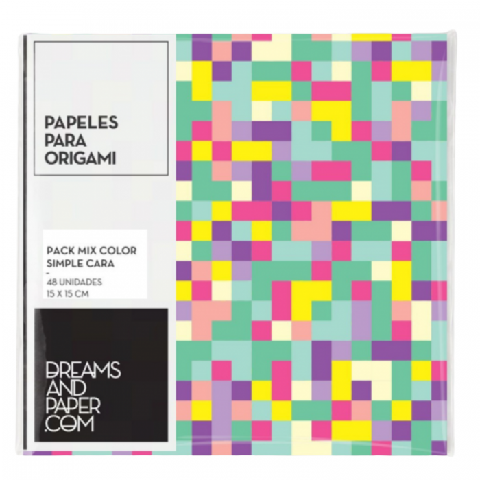 PAPEL ORIGAMI 15x15 90grs.MIX COLORx48