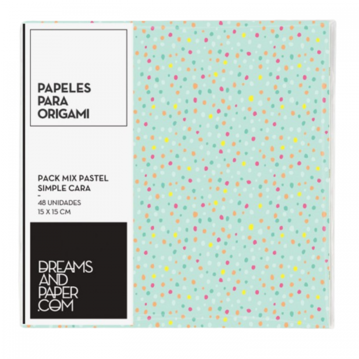 PAPEL ORIGAMI MIX PASTEL 90grs.15x15 x48