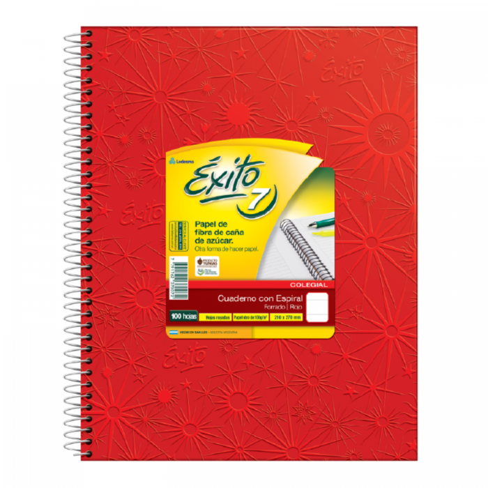 CUADERNO EXITO 7 - 21x27 x100 HOJAS ROJO