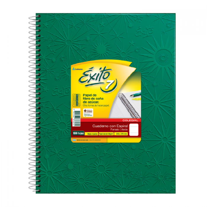 CUADERNO EXITO 7 - 21x27 x100 HOJAS VERDE