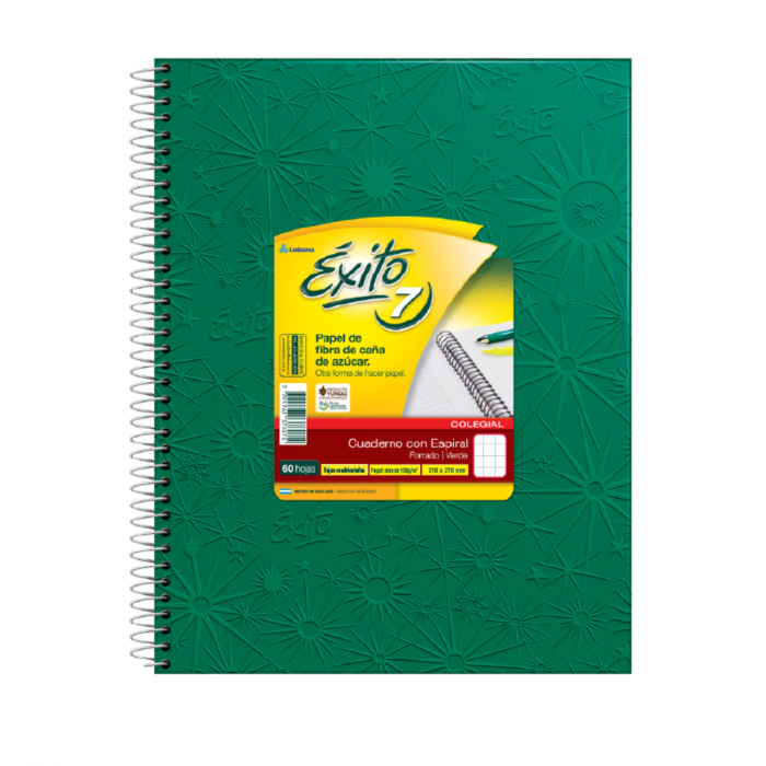 CUADERNO EXITO 7 CUAD 21x27  x60 HOJAS VERDE