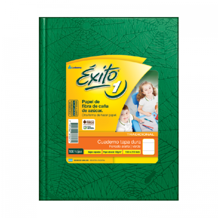 CUADERNO EXITO TAPA DURA  16x21 100hjs.VERDE RAYADO
