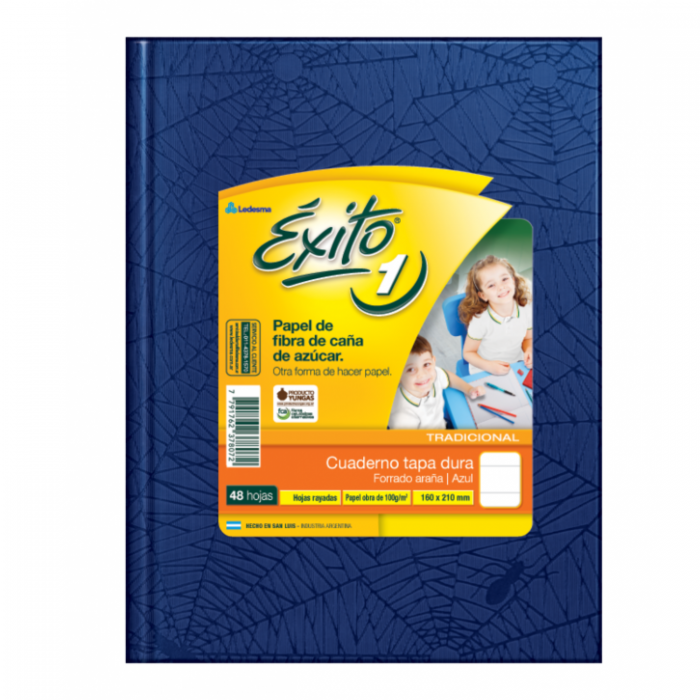 CUADERNO EXITO TAPA DURA  16x21 48hjs AZUL CUAD