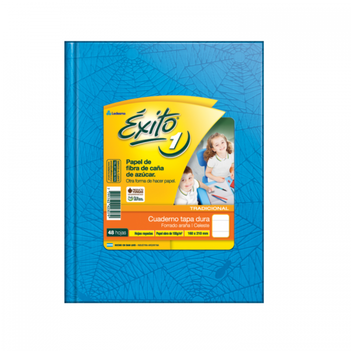 CUADERNO EXITO TAPA DURA  16x21 48hjs CELESTE RAYAD