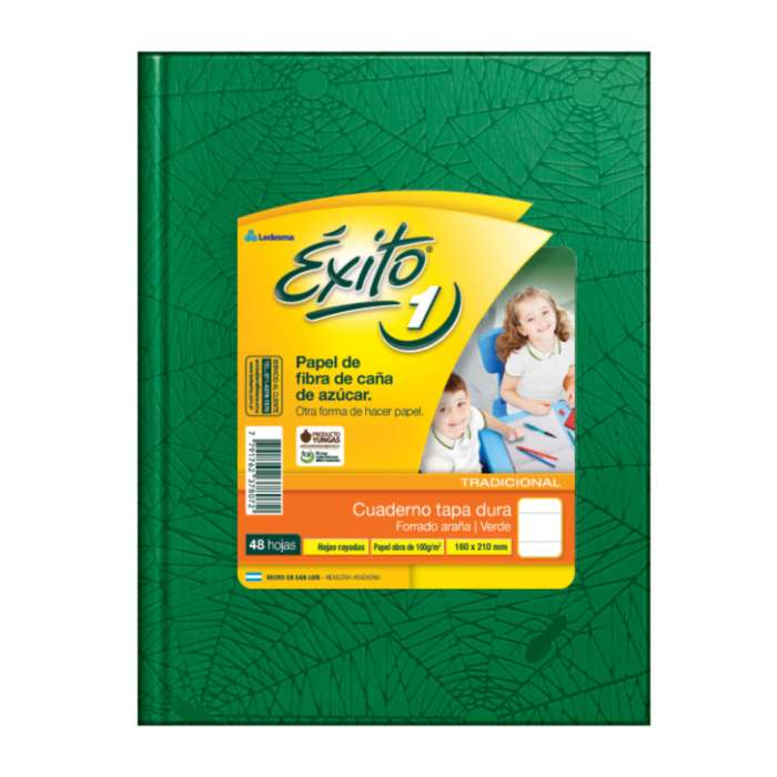 CUADERNO EXITO TAPA DURA  16x21 48hjs VERDE RAYADO
