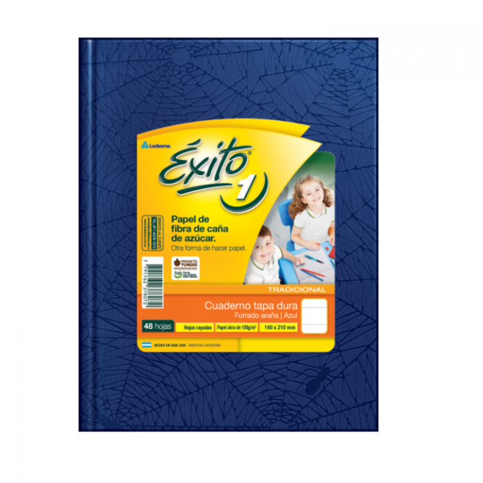 CUADERNO EXITO TAPA DURA  16x21 48hJs AZUL RAYADO