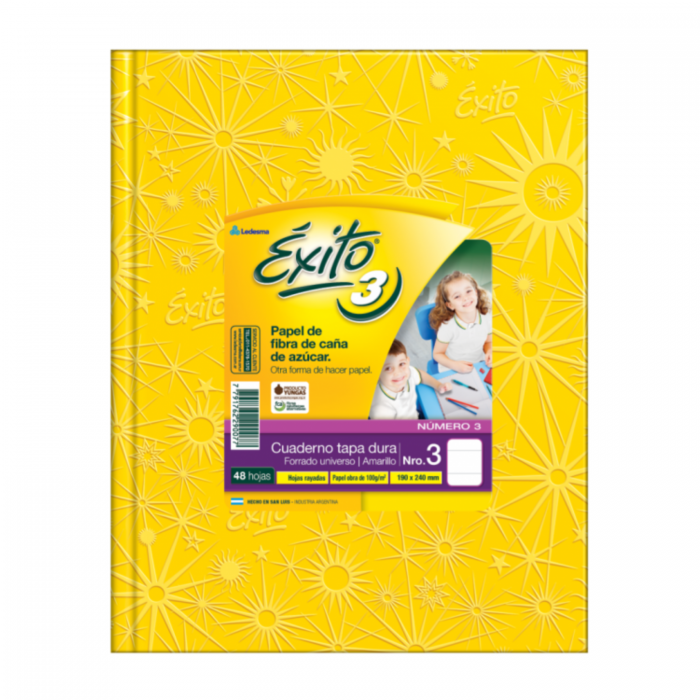 CUADERNO EXITO TAPA DURA  No.3  48hs.- AMARILLO