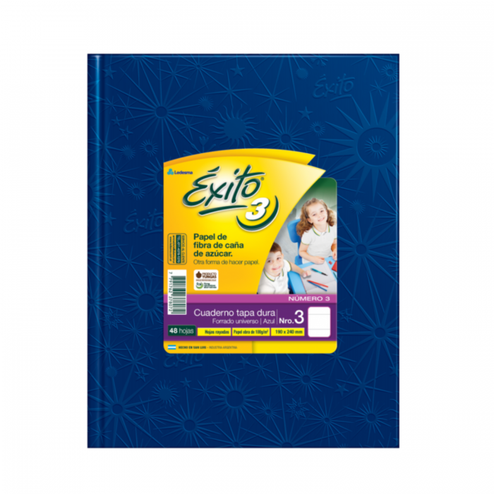 CUADERNO EXITO TAPA DURA  No.3  48hs.- AZUL
