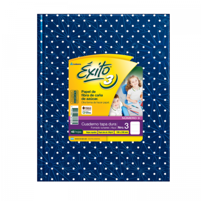 CUADERNO EXITO TAPA DURA  No.3  48hs.- AZUL LUNARES
