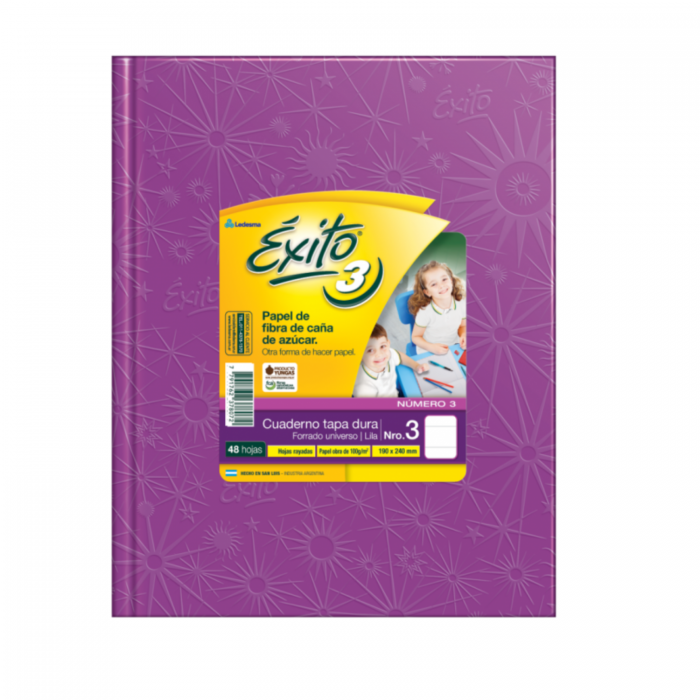 CUADERNO EXITO TAPA DURA  No.3  48hs.- LILA
