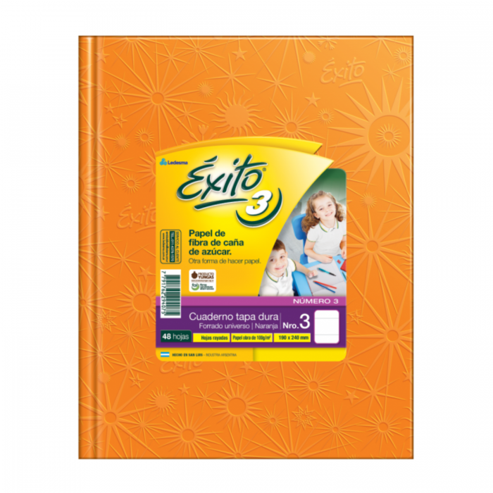 CUADERNO EXITO TAPA DURA  No.3  48hs.- NARANJA