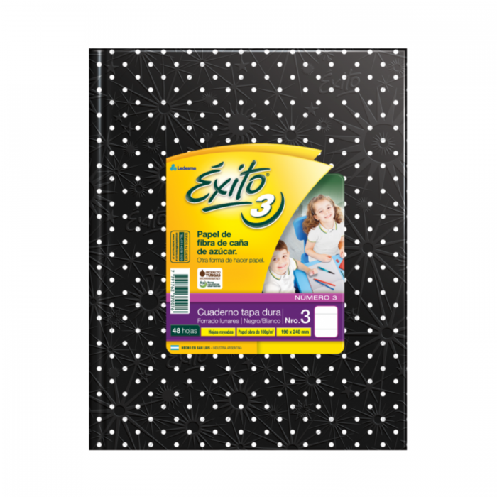 CUADERNO EXITO TAPA DURA  No.3  48hs.- NEGRO LUNARE