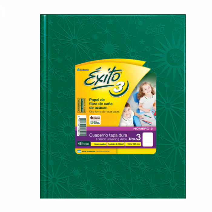 CUADERNO EXITO TAPA DURA  No.3  48hs.- VERDE