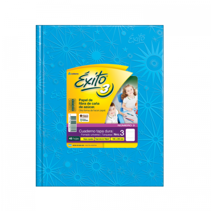 CUADERNO EXITO TAPA DURA  No.3  48hs.- CELESTE