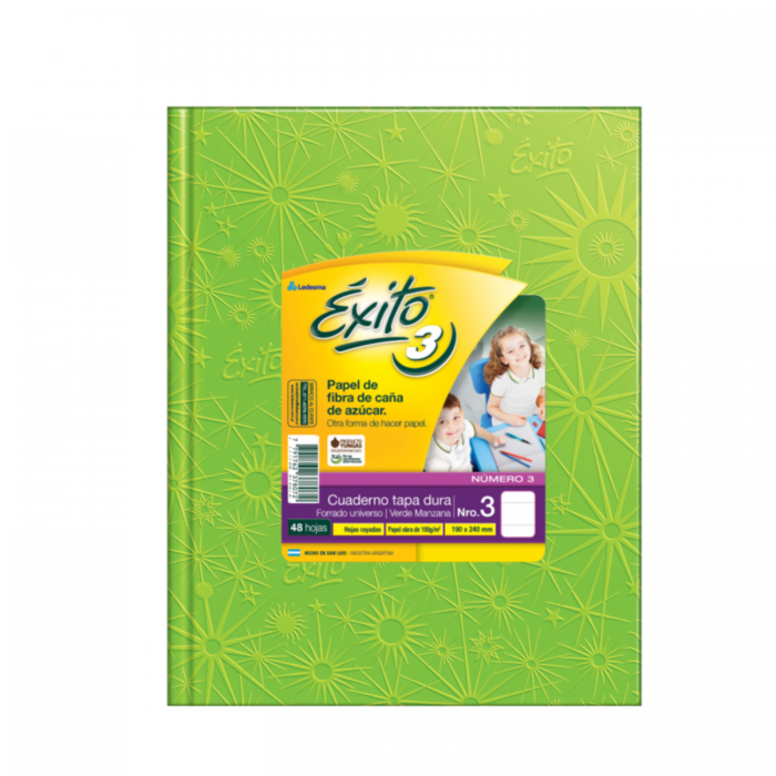 CUADERNO EXITO TAPA DURA  No.3  48hs.- VERDE MANZAN
