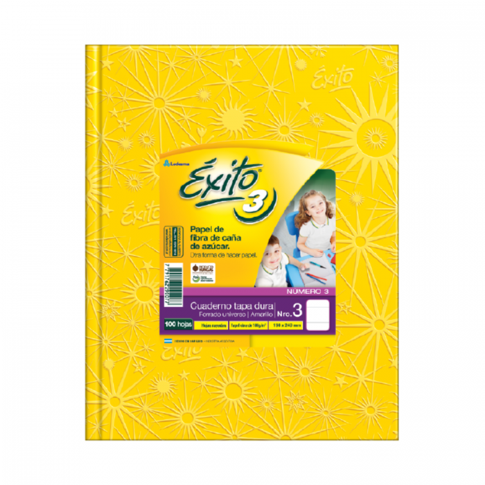 CUADERNO EXITO TAPA DURA  No.3 100hs.- AMARILLO