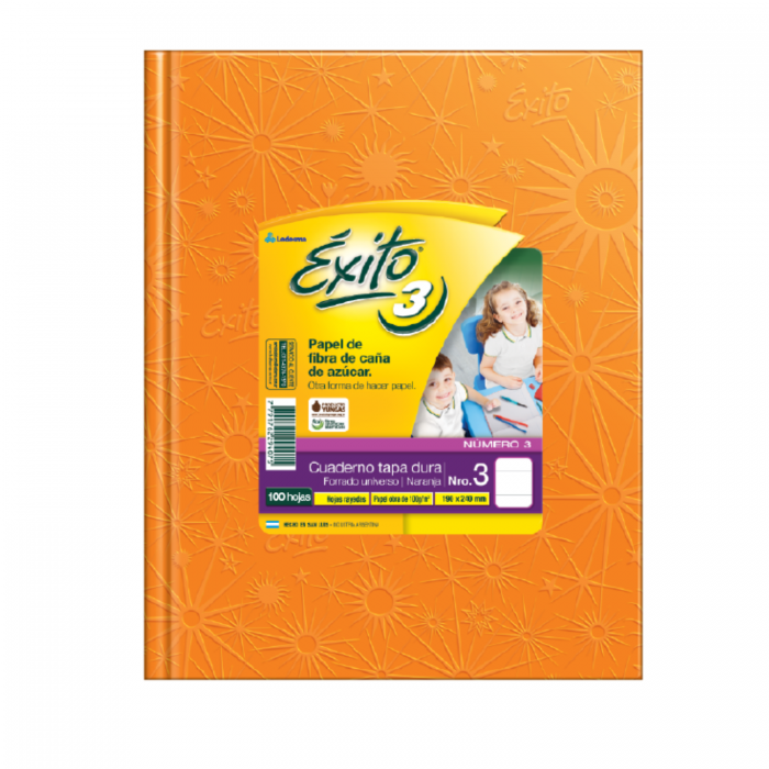CUADERNO EXITO TAPA DURA  No.3 100hs.- NARANJA
