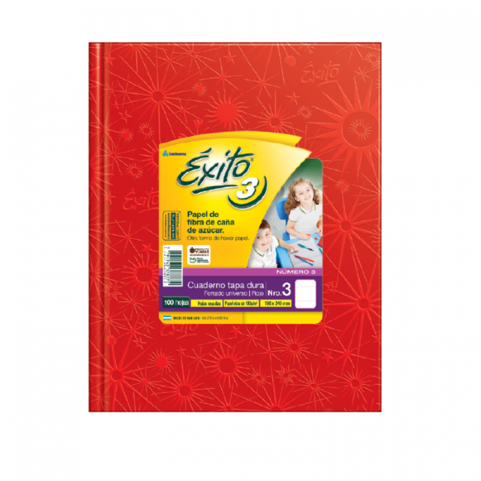 CUADERNO EXITO TAPA DURA  No.3 100hs.- ROJO