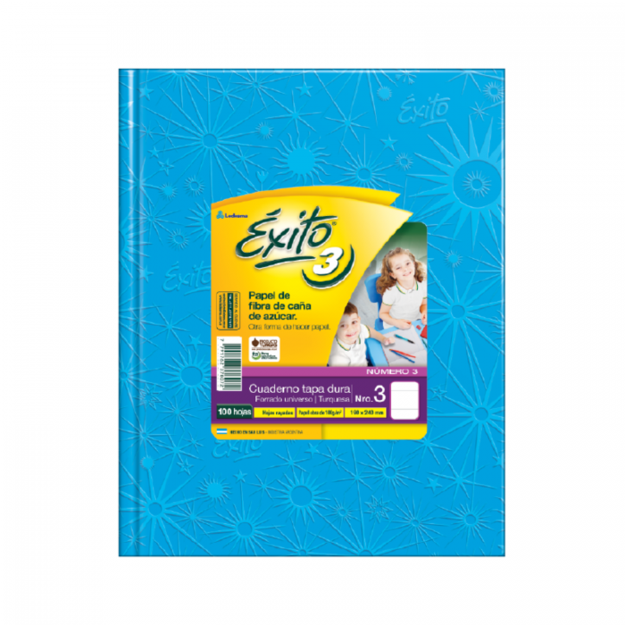 CUADERNO EXITO TAPA DURA  No.3 100hs.- TURQUESA