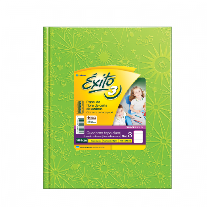 CUADERNO EXITO TAPA DURA  16x21 48hjs VERDE MANZANA RAYA