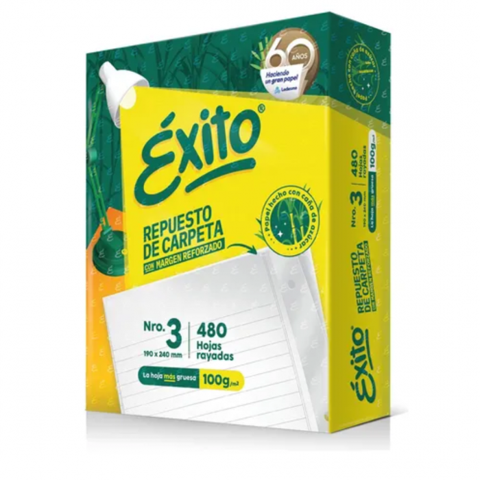 REPUESTO ESCOLAR EXITO - x480 HOJAS SIN BANDA