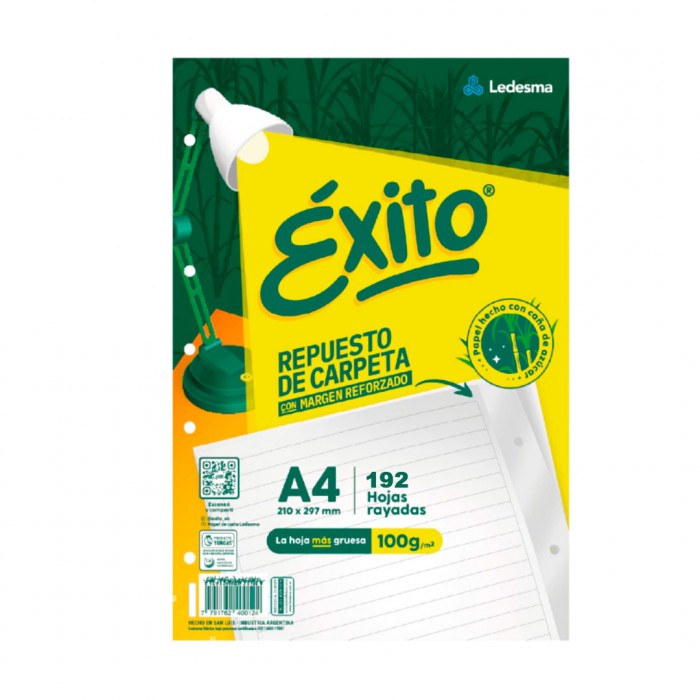 REPUESTO ESCOLAR EXITO A4 - 192 HOJAS CON BANDA
