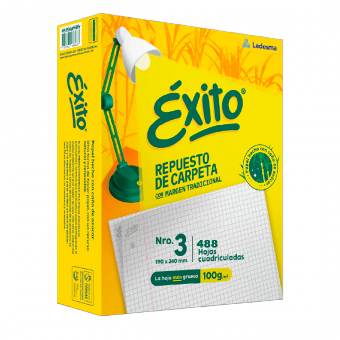 REPUESTO ESCOLAR EXITO CUAD x480 HOJAS SIN BANDA