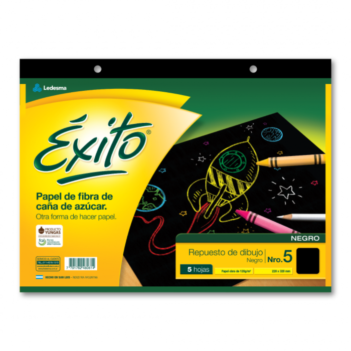 REPUESTO ESCOLAR EXITO No.5 NEGRO x5 HOJAS
