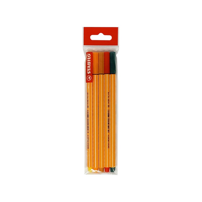Marcadores fibra stabilo 88 x 5 calidos Marcadores fibra stabilo 88 x 5 calidos