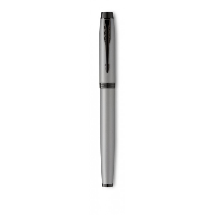 Parker im pluma plateada mate clip negra