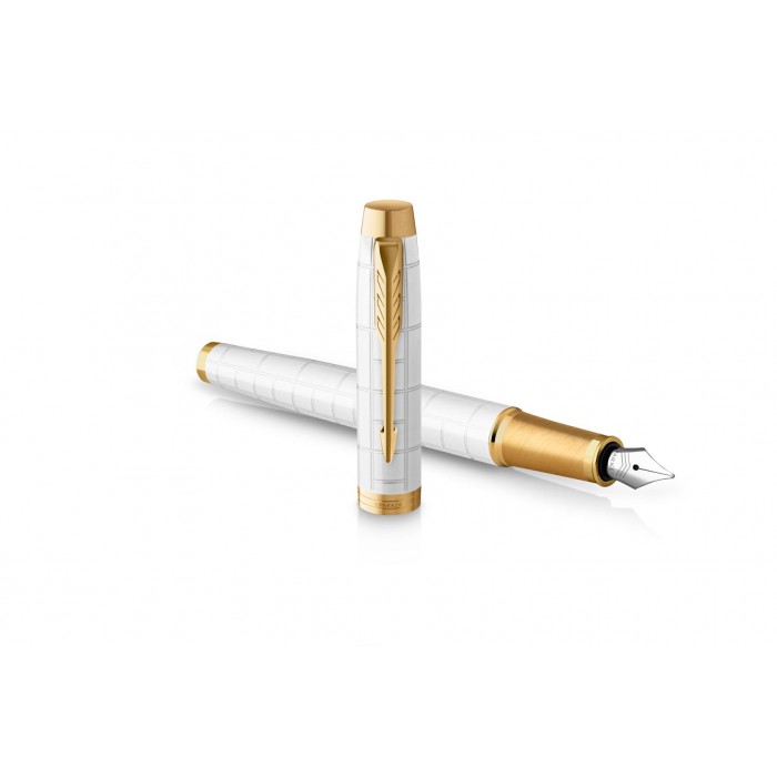 Parker im pluma blanca perlada gt dorada