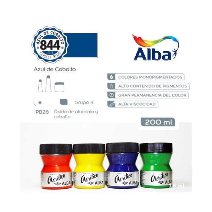 Acrilico alba x  200ml.844 azul cobalto