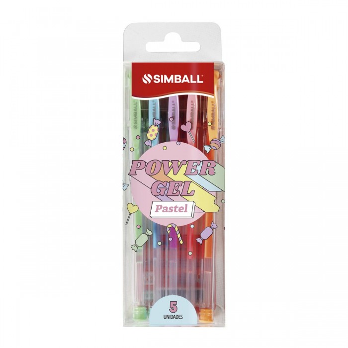 Marcadores roller simball power gel x 5 pastel
