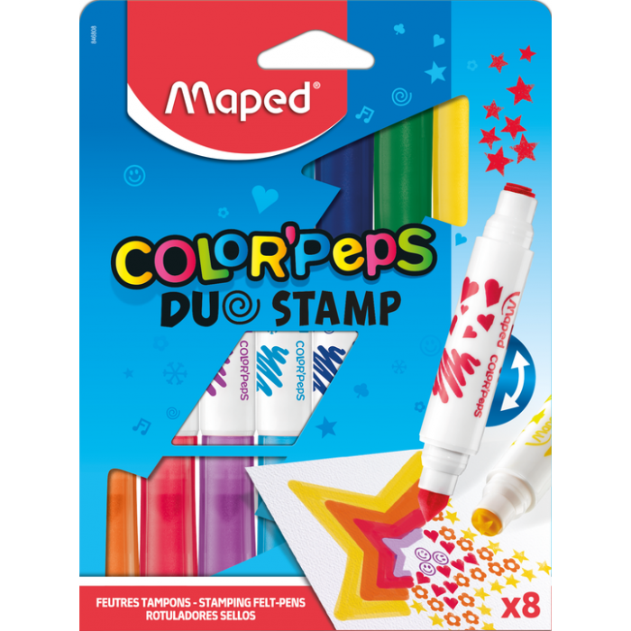 Marcadores escolar maped duo stamp x8