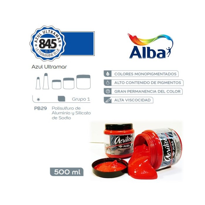 Acrilico alba x  500ml.845 azul ultramar