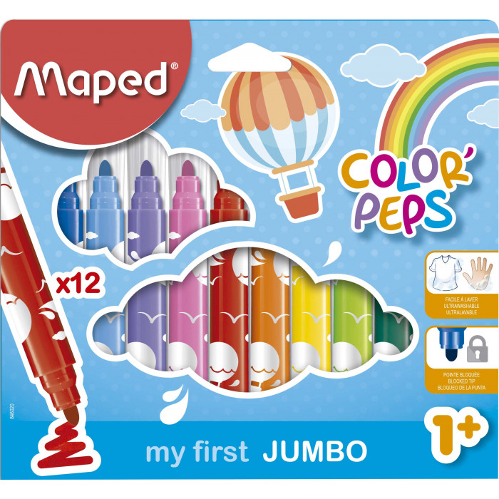Marcadores escolar maped colorpeps x12 jumbo