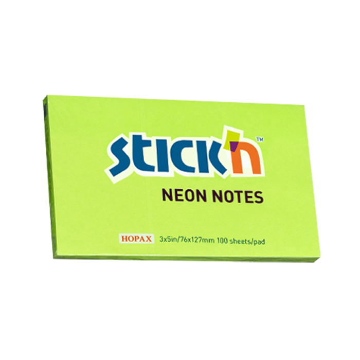 Notas adhesivas stick neon 76x127 verde