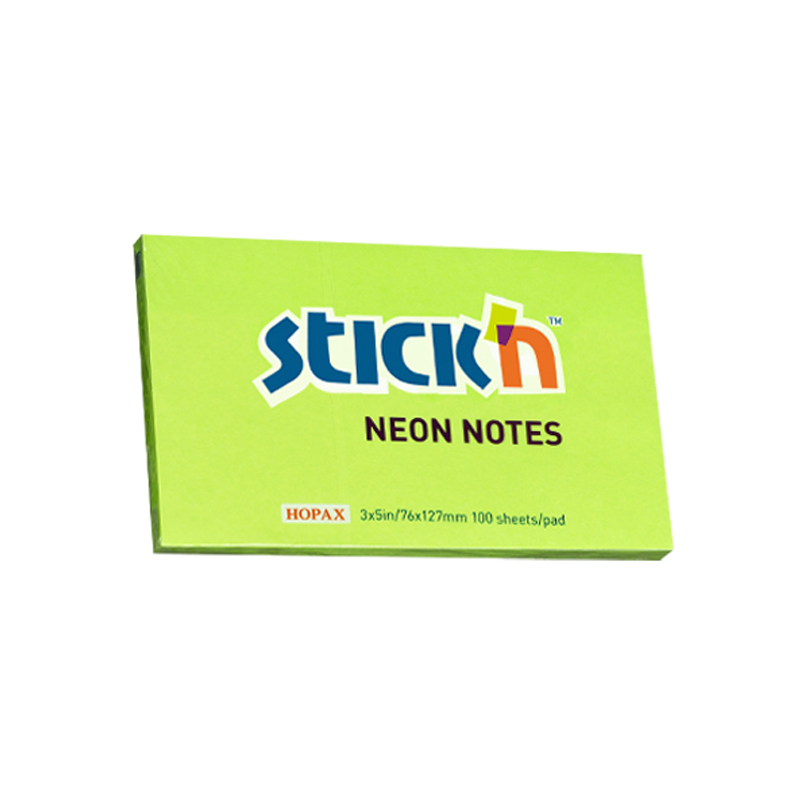 Notas adhesivas stick neon 76x127 verde Notas adhesivas stick neon 76x127 verde