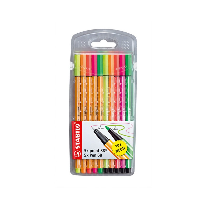 Marcadores fibra stabilo 88 x10 5 fluo+5 comun Marcadores fibra stabilo 88 x10 5 fluo+5 comun