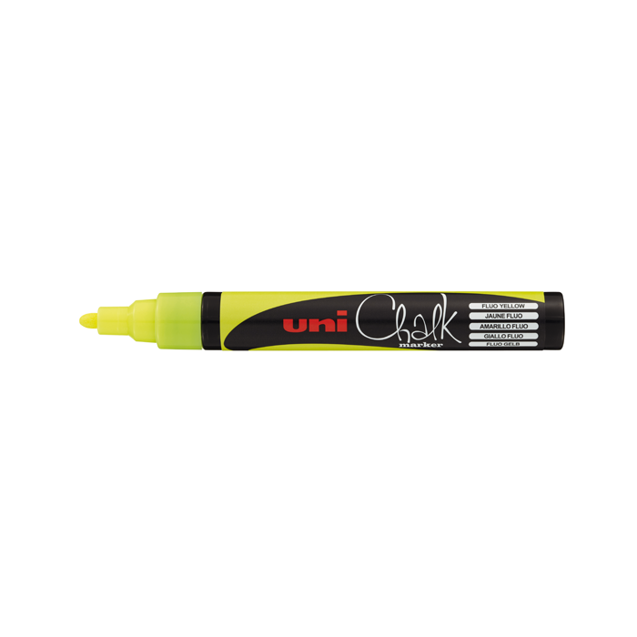 Marcadores fibra uni chalk pwe5m amarillo fluo