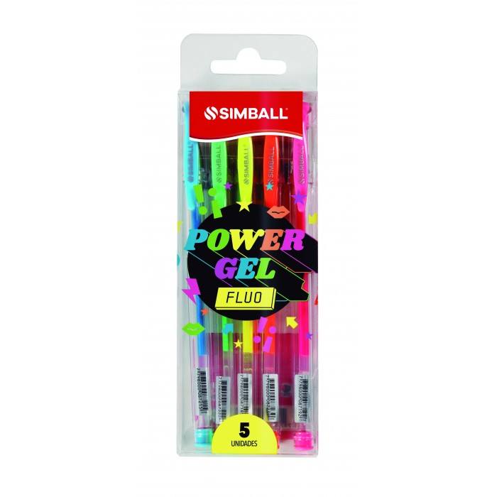 Marcadores roller simball power gel x 5 fluo