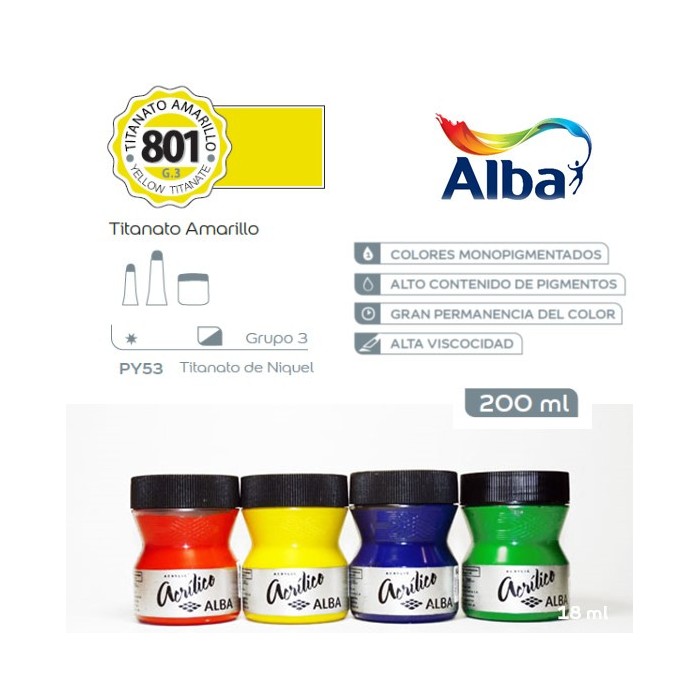 Acrilico alba x  200ml.801 titanato amarillo