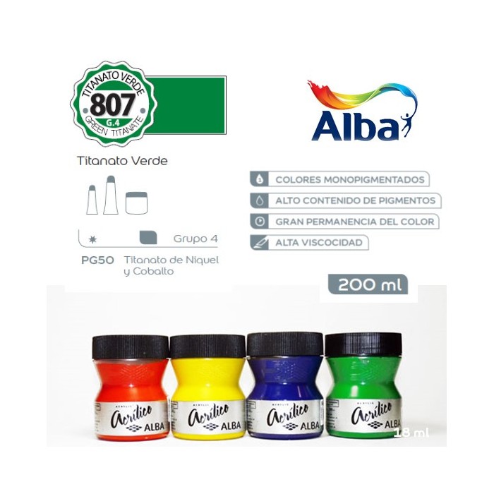 Acrilico alba x  200ml.807 titanato verde