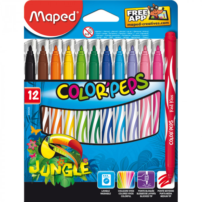 Marcadores escolar maped colorpeps jungle x12 cart